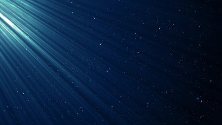 star with lens flare and bokeh effect on dark blue background