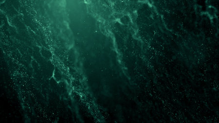 abstract green background with particles. 3d rendering, 3d illustration.の写真素材