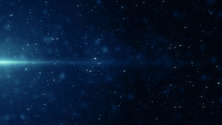 abstract blue bokeh background. defocused lights and starsの写真素材