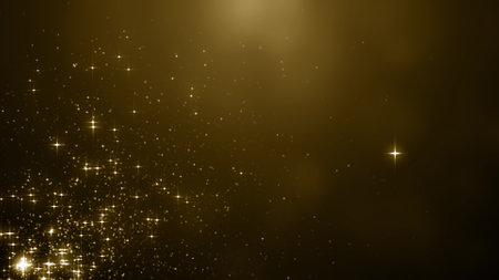 golden christmas background with stars and bokeh effect.の写真素材