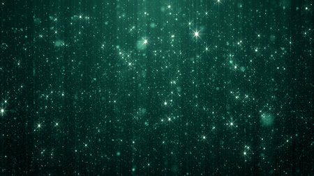 green background with stars and sparklesの写真素材
