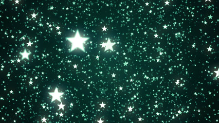 Glittering stars on a dark green background. 3d rendering