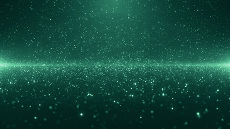 Abstract green background with bokeh defocused lights and stars.の写真素材