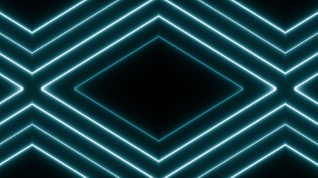 Blue neon lines on a black background. 3d rendering, 3d illustration.の写真素材