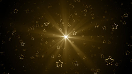 star with lens flare and bokeh effect, christmas background