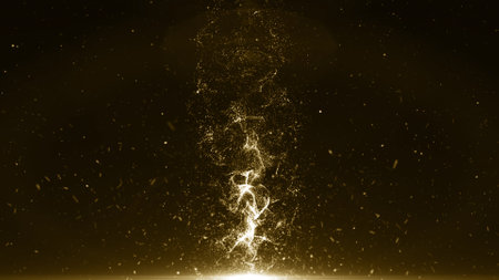 abstract background with golden lights and smoke. 3d render illustration
