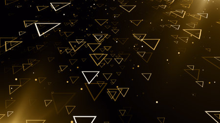 Abstract golden triangle pattern on black background. Vector illustration for your design