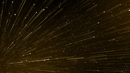 Abstract background with golden lines and sparkles. 3d illustration.の写真素材