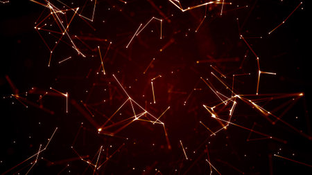 Abstract background with connecting dots and lines. Network concept. 3d renderingの写真素材