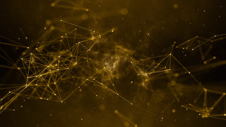 3D rendering of abstract digital background with connecting dots and lines. Network connection...