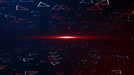 Abstract technology background with lines and triangles. 3d rendering toned image