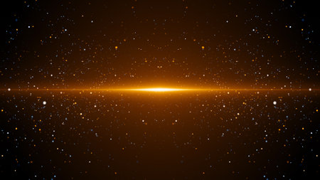 Abstract background with glittering stars and lens flare. Vector illustration.