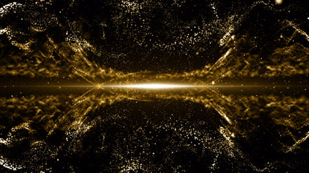 abstract background with sparks and golden light effect. 3d illustration