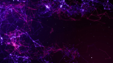 Abstract polygonal space low poly dark background with connecting dots and lines. Connection...