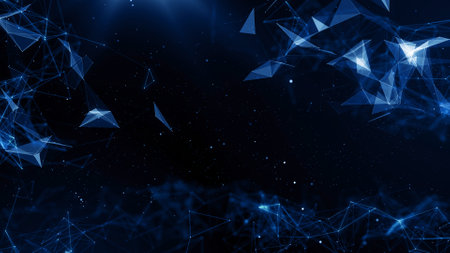 Abstract polygonal space low poly dark background with connecting dots and lines. Connection...
