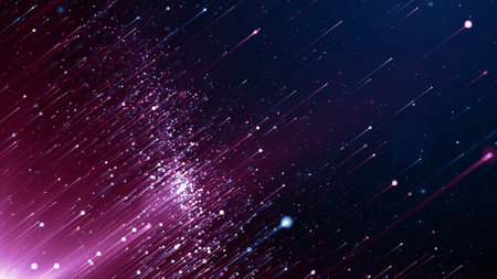 Futuristic abstract background with bokeh defocused lights and starsの写真素材