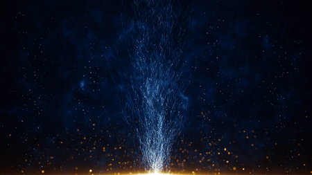Abstract blue background with lights and smoke, 3d rendering. Computer digital drawing.の写真素材