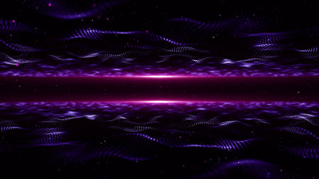 abstract purple background with glowing lines and particles. 3d rendering