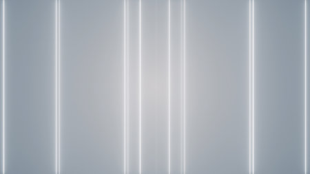 Illustration of white light stripes on grey background with copy space.