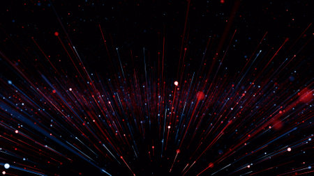 Abstract background with blue and red rays of light. 3d rendering
