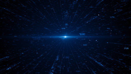 Blue matrix digital background. Futuristic technology style. Vector illustration.の写真素材