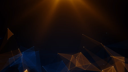 Abstract polygonal space low poly dark background with connecting dots and lines. Connection structure. 3d renderingの写真素材
