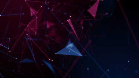 Abstract polygonal space low poly dark background with connecting dots and lines. Connection...