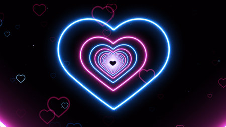 Neon heart on a dark background. Valentine's Day. Vector illustration.の写真素材