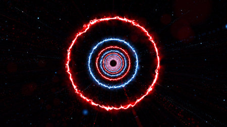 Abstract 3d illustration of a red circle with a laser on the center.の写真素材