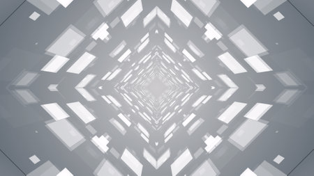 3d illustration of abstract geometric background with white and black squares in perspective