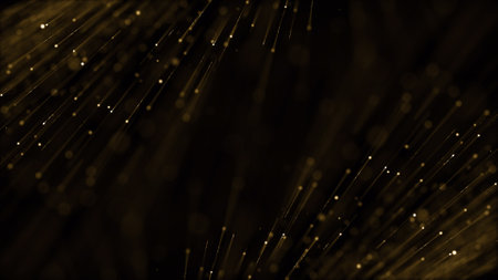 Abstract 3d rendering of chaotic particles. Bokeh lights with depth of field and bokeh effect....