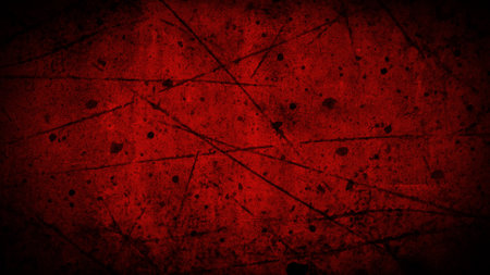 Grunge red wall background or texture with vignette.の写真素材