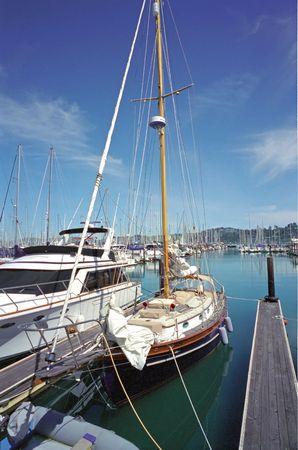 Boats moored at Sausalito harbor California