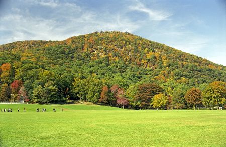 Tourists and their families at Bear Mountain Parkの写真素材