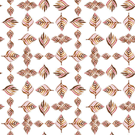 Watercolor geometric ornament made from palm leaves