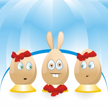 easter eggs and egg-bunnyのイラスト素材