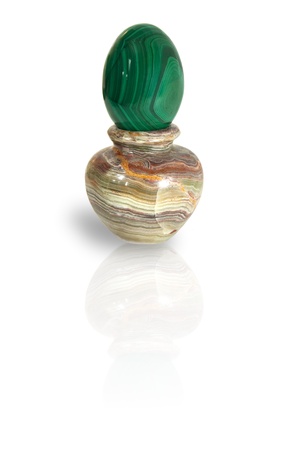 malachite egg on onyx stand as vasesの写真素材