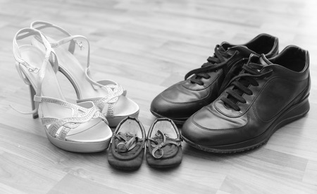 Shoes counter and black representing the familyの写真素材