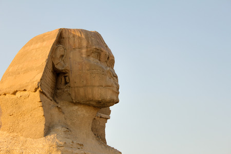 Detail of the Sphinx horizontally with blue sky