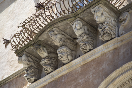 Baroque masks in Ragusaの写真素材