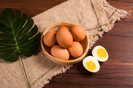 eggs on tableの写真素材