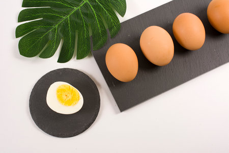 eggs on a plateの写真素材
