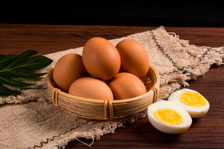eggs on tableの写真素材
