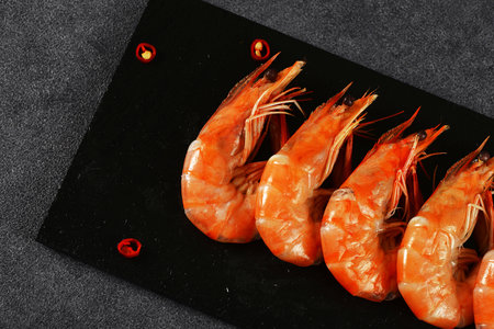 shrimps on a plateの写真素材