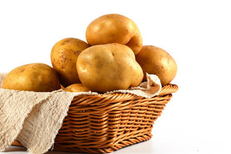 potatoes in a basketの写真素材