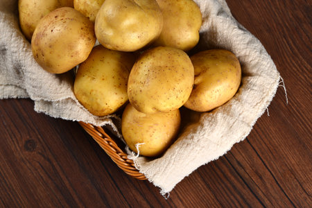 potatoes in a basketの写真素材