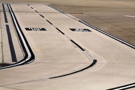 taxiway with a smiling faceの写真素材