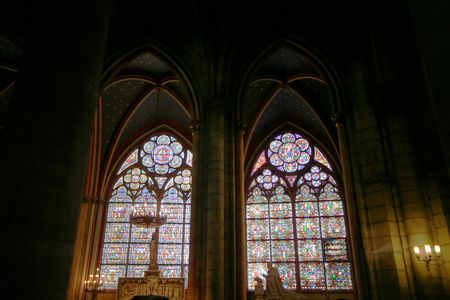two cathedral windows in Paris, Franceの写真素材