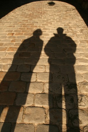 Shadows of a coupleの写真素材