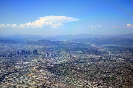 Los Angeles downtown and hollywoodの写真素材
